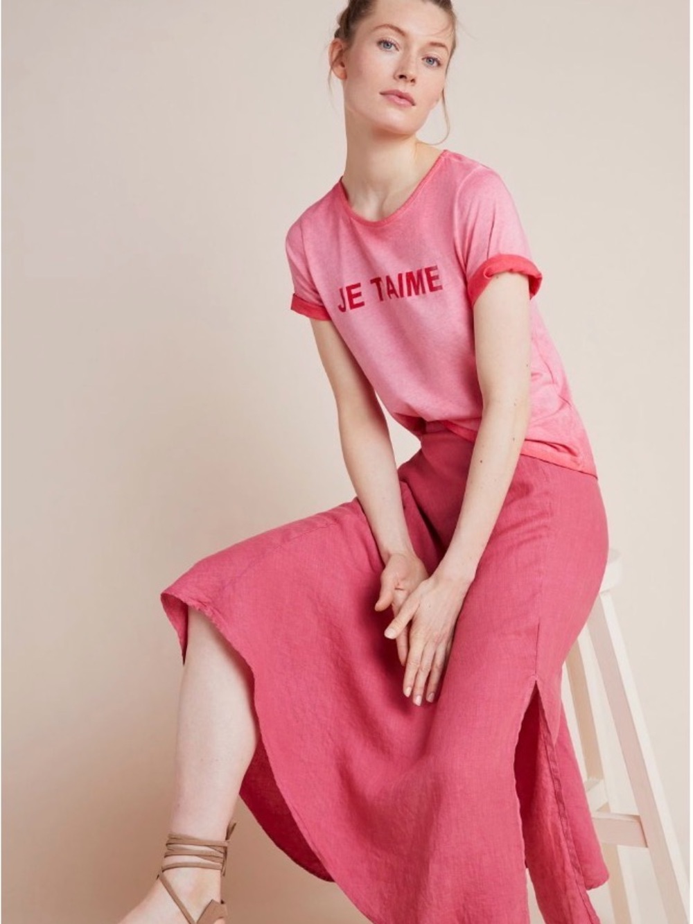 Anthropologie Je T’Aime (I Love You) Pink Tee (size small)